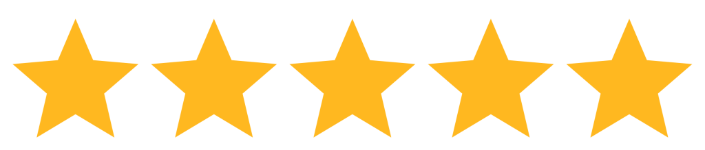Five gold stars representing a five-star rating